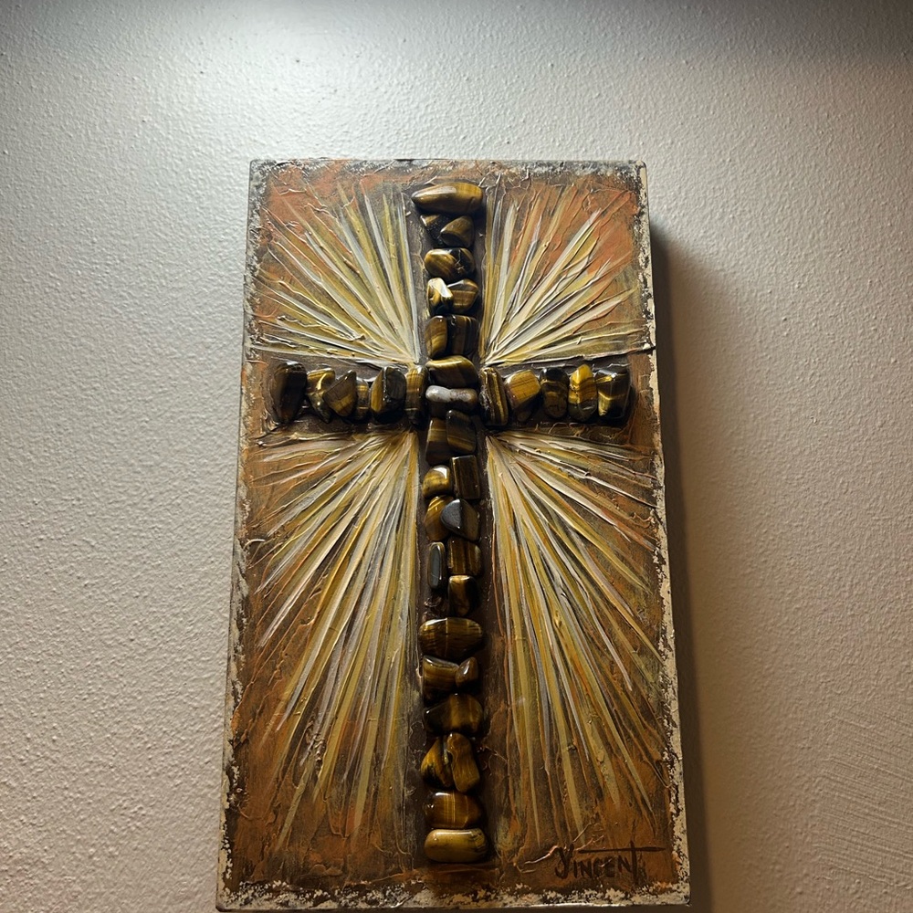 Textured Cross Wall Art cross made fron stones